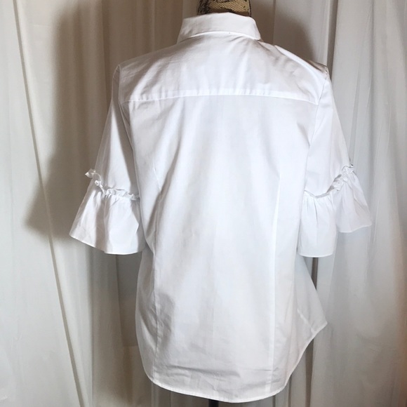 🆕 Karl Lagerfeld White Ruffle Blouse Poet Pirate - Picture 3 of 7